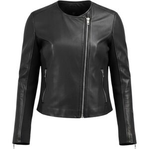 rag & bone harrison moto lamb leather jacket size 0 black ribbed knit panel
